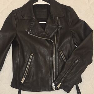 All Saints Black Leather Biker Jacket